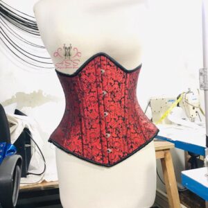 RED BROCADE CURVY UNDERBUST CORSETS