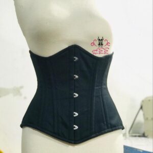 BLACK COTTON UNDERBUST 24 STEEL BONED CORSETS